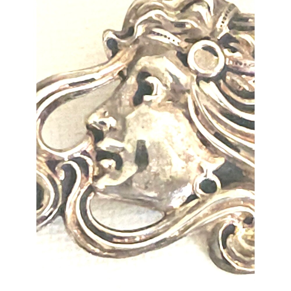 Vintage Sterling Silver Art Nouveau Lady Brooch Figural Woman Flowing Hair Pin - Picture 2 of 5